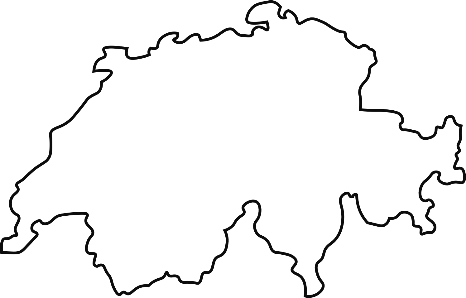 Graphic representation of the outline of Switzerland