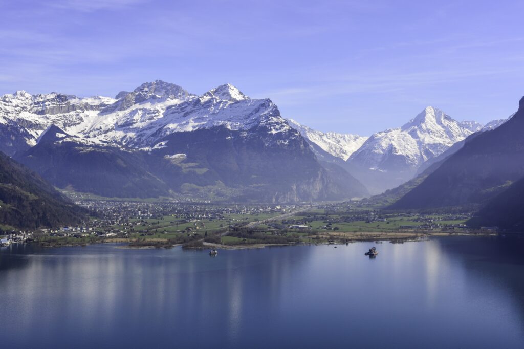 Village of Bern and its surrounding Mountains