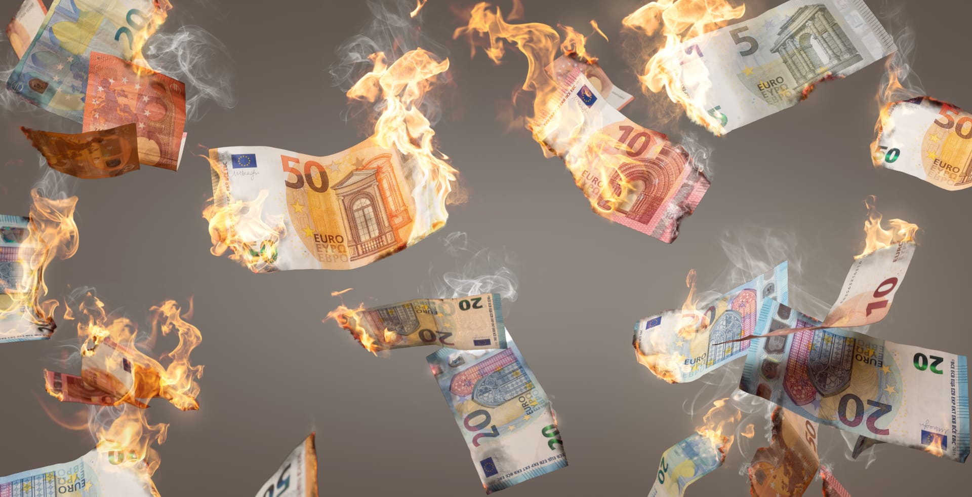 Burning euro notes as a sign of inflation